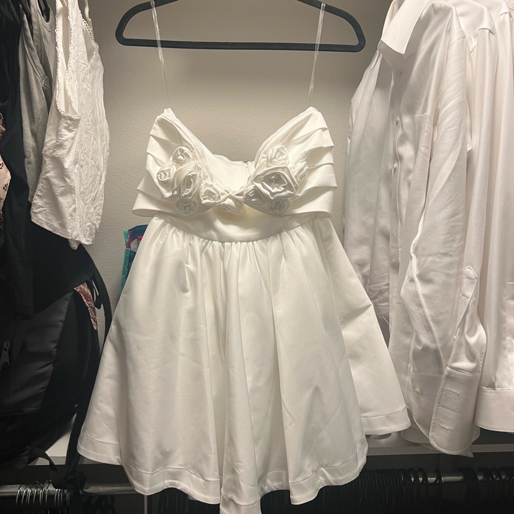 Showpo White Mini Dress with Floral Detail